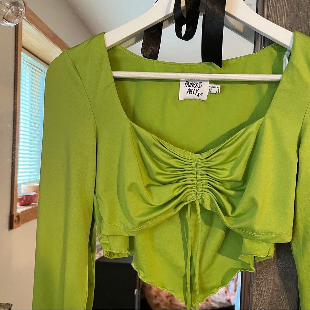 Princess Polly Lime Green Ruched Bandana Blouse